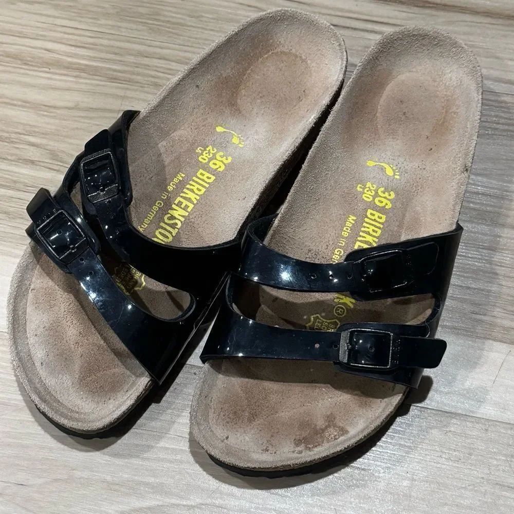 Birkenstock Ibiza Sandals Black Tan Slide On Women’s 5.5 (36)
